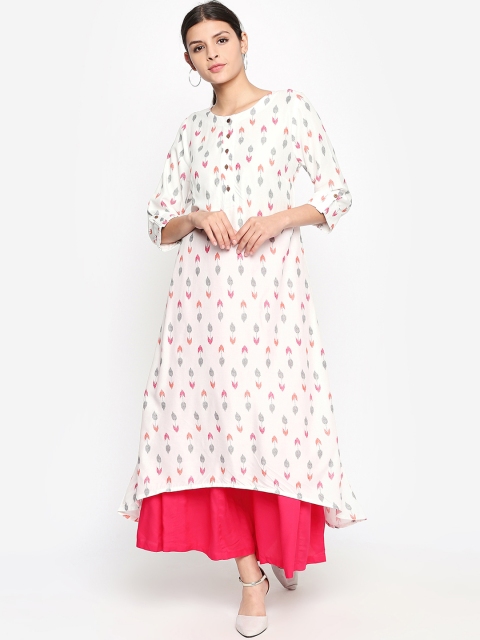 

RANGMANCH BY PANTALOONS Women Off-White Printed A-Line Kurta