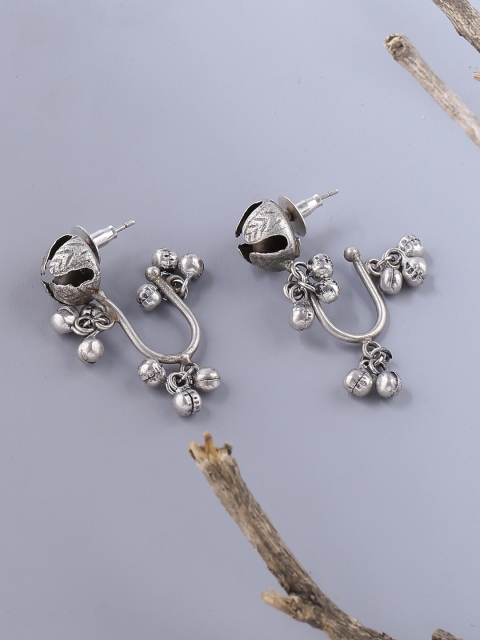 

Voylla Silver-Plated Oxidised Classic Drop Earrings