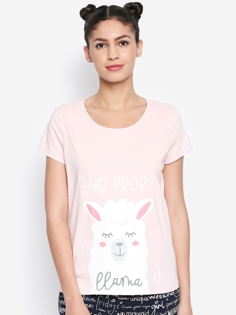 

Dreamz by Pantaloons Women Pink Printed Round Neck T-shirt