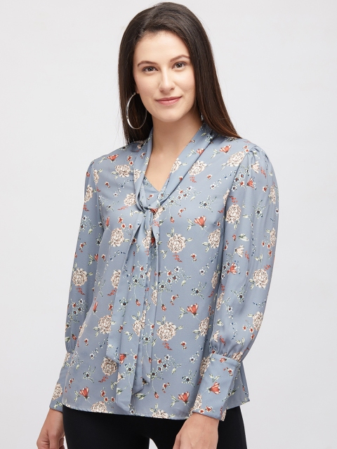 

109F Women Grey Printed Top