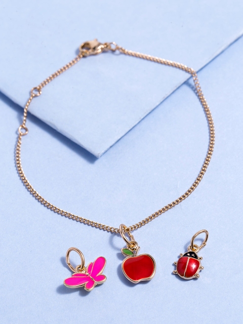 

Voylla Multicoloured Alloy Brass-Plated Handcrafted Charm Bracelet, Gold