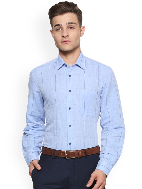 

Louis Philippe Men Blue Slim Fit Checked Formal Shirt