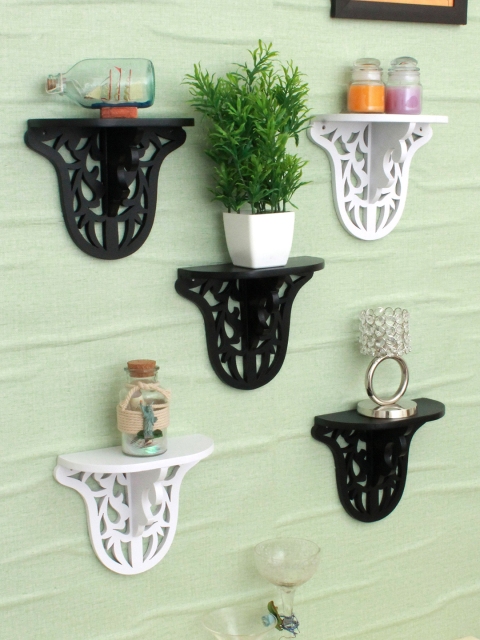 

Home Sparkle Black & White MDF Set of 5 Carved Shelves