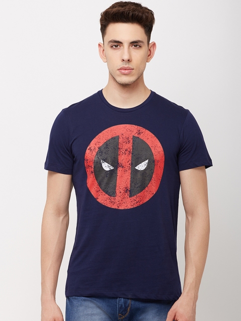 

Free Authority Men Blue DEADPOOL Printed Round Neck T-Shirt