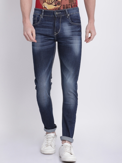 

STATLEY Men Navy Blue Regular Fit High-Rise Clean Look Stretchable Jeans