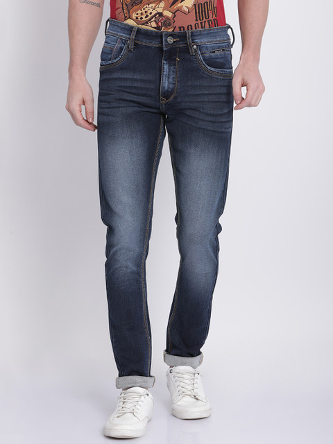 

STATLEY Men Navy Blue Regular Fit High-Rise Clean Look Stretchable Jeans