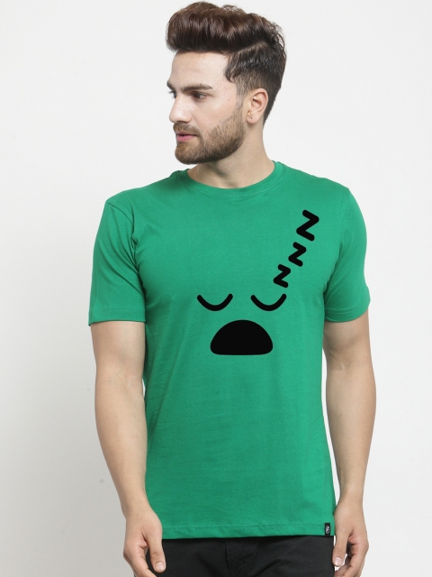 

Friskers Men Green Printed Round Neck T-shirt