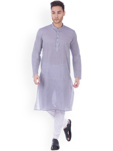 

RAJUBHAI HARGOVINDAS Men Lavender Solid Straight Kurta