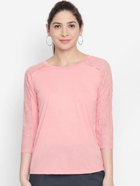 

Honey by Pantaloons Women Pink Self Design Top