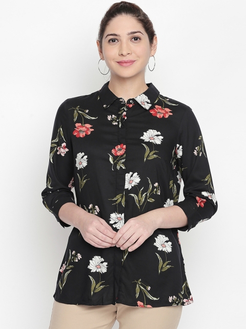 

Honey by Pantaloons Women Black Printed Shirt Style Top