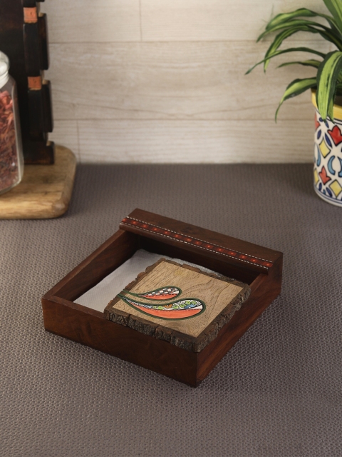 

VarEesha Brown Printed Wooden Tissue Holder