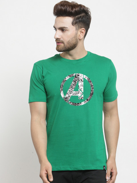 

Friskers Men Green Captain America Printed Round Neck Slim Fit T-shirt