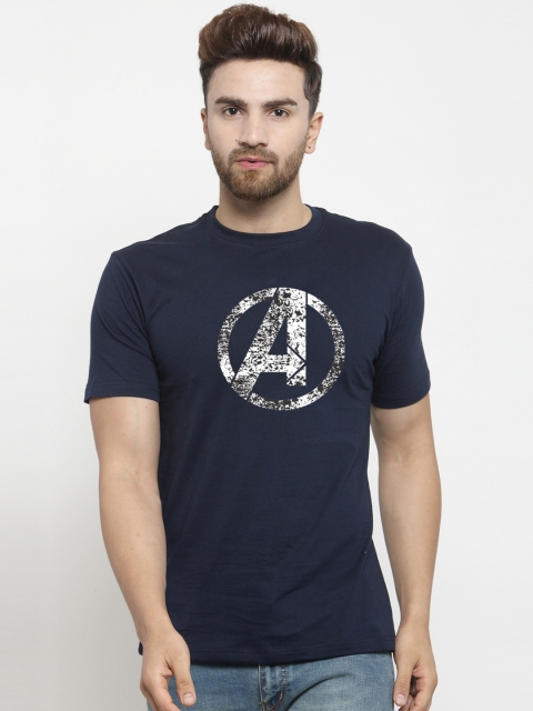 

Friskers Men Navy Blue Captain America Printed Round Neck T-shirt