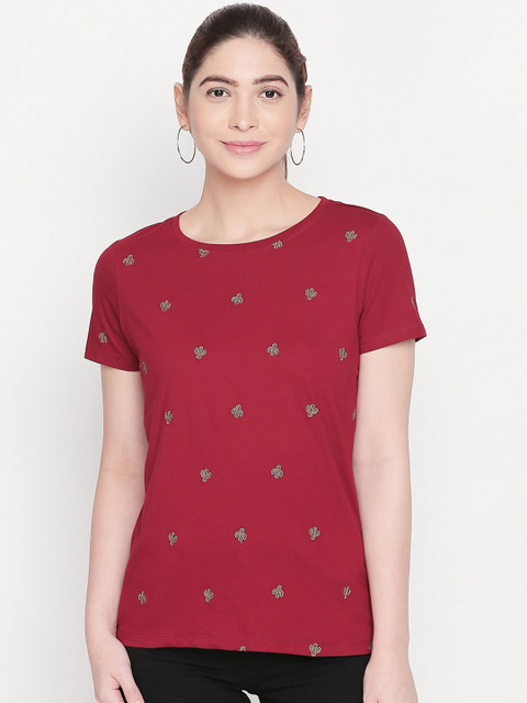 

Honey by Pantaloons Women Red Embellished Top