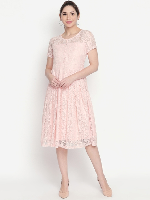 

Honey by Pantaloons Women Pink Lace Fit and Flare Dress