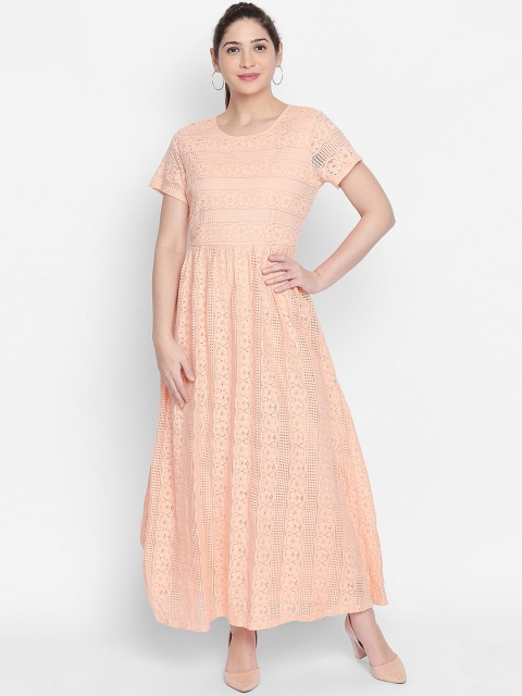 

Honey by Pantaloons Women Peach-Coloured Lace Maxi Dress