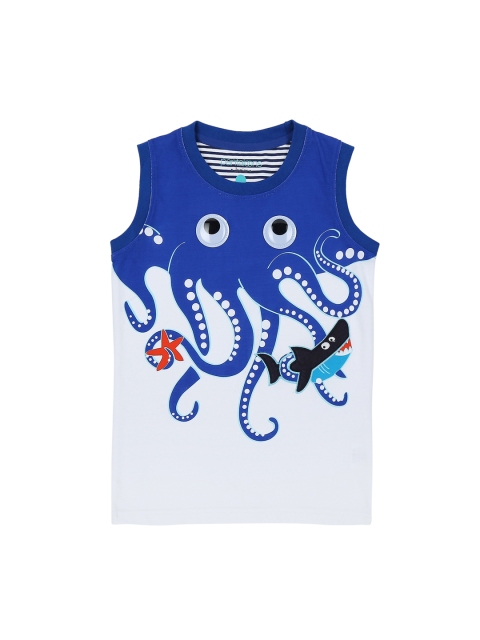 

Pantaloons Junior Boys White Printed Round Neck Sleeveless T-shirt