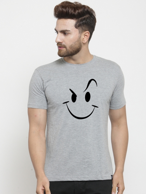 

Friskers Men Grey Printed Round Neck T-shirt