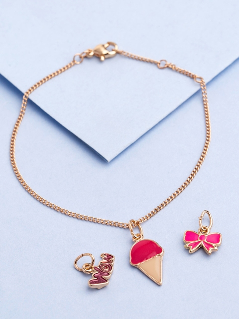 

Voylla Multicoloured Alloy Brass-Plated Handcrafted Charm Bracelet, Gold