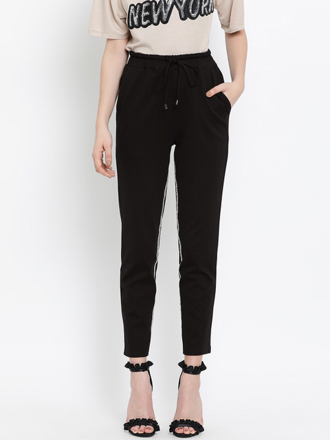 

Kazo Women Black Regular Fit Solid Peg Trousers