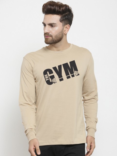 

Friskers Men Beige Printed Round Neck Slim Fit T-shirt