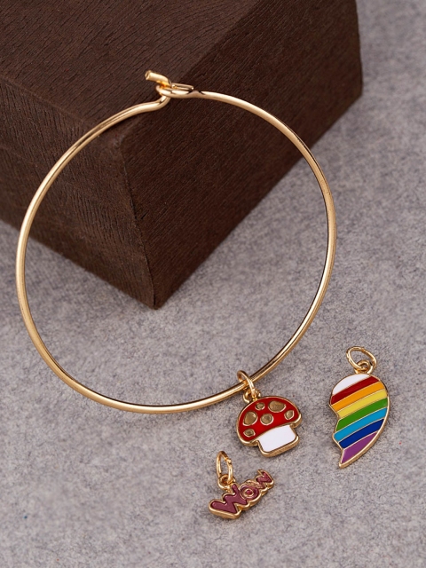 

Voylla Multicoloured Alloy Brass-Plated Handcrafted Charm Bracelet, Gold