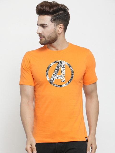 

Friskers Men Orange Avengers Printed Round Neck T-shirt