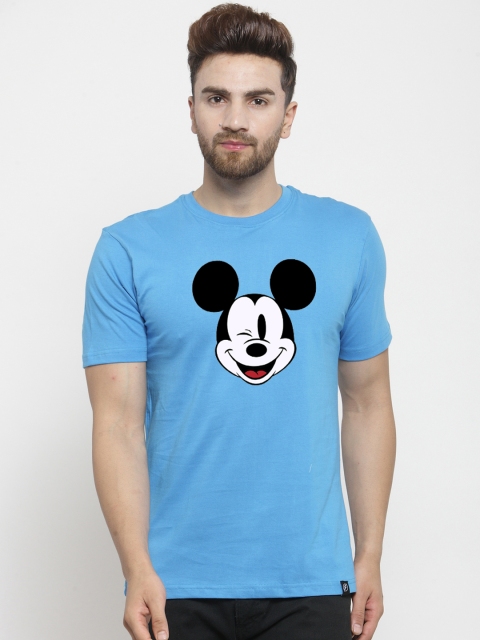 

Friskers Men Turquoise Blue Printed Round Neck T-shirt