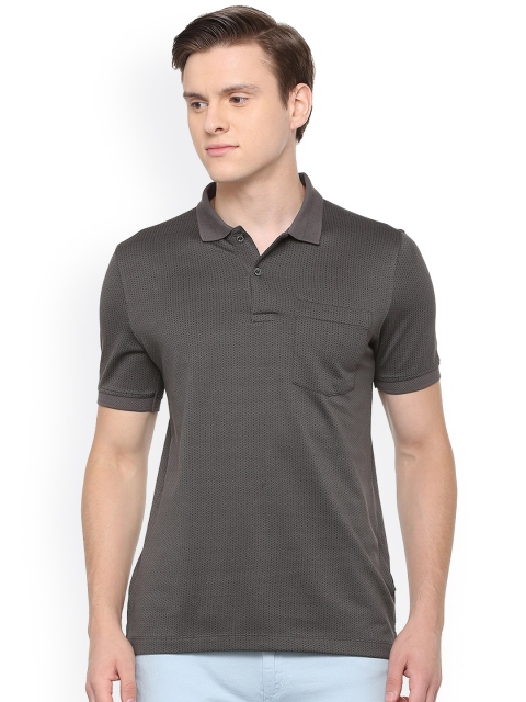 

Van Heusen Men Grey Self Design Polo Collar T-shirt