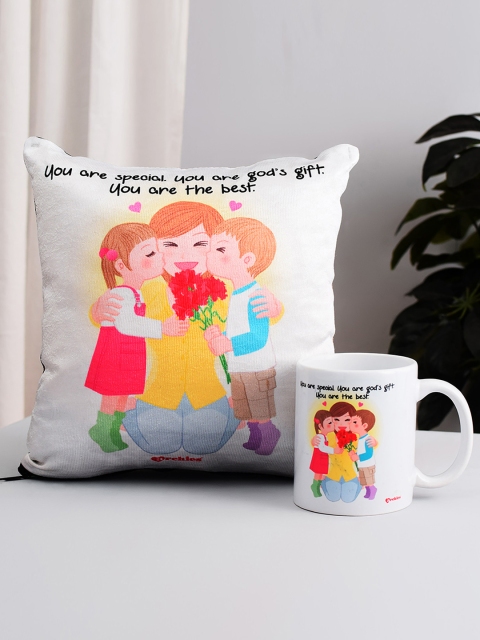 Archies White & Red Printed Mug & Cushion Set
