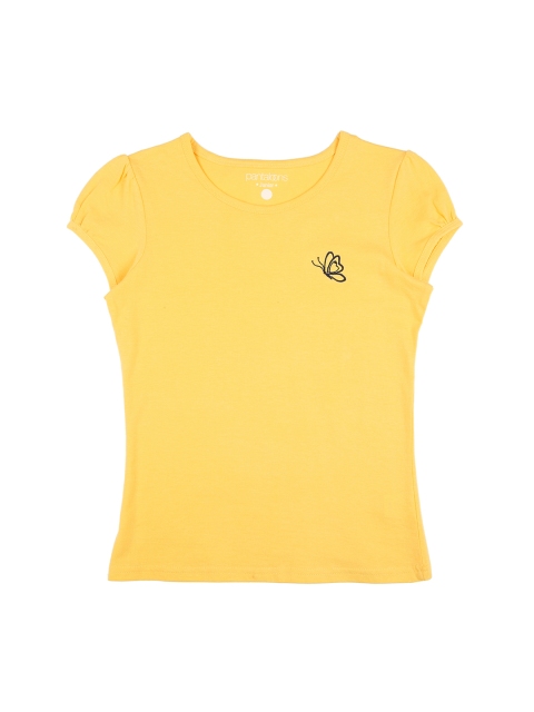 

Pantaloons Junior Girls Yellow Solid Round Neck T-shirt