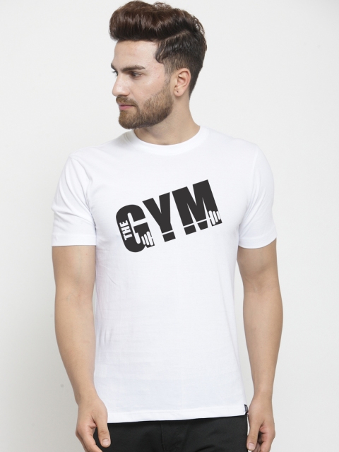 

Friskers Men White Printed Round Neck T-shirt