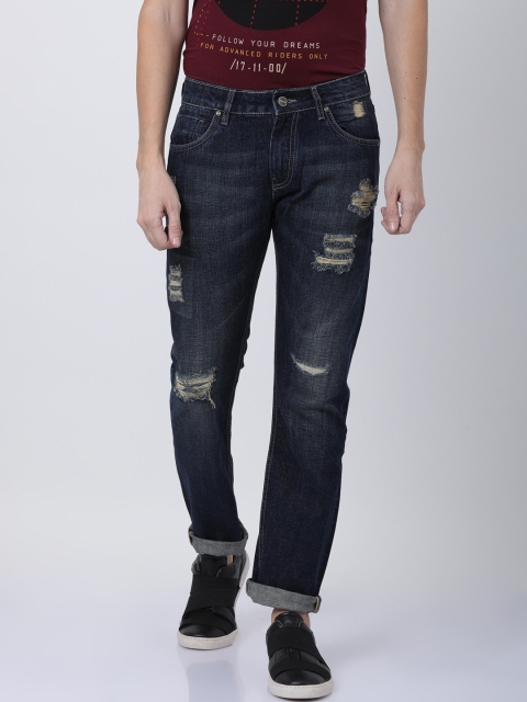 

STATLEY Men Navy Blue Relaxed Fit Mid-Rise Mildly Distressed Jeans
