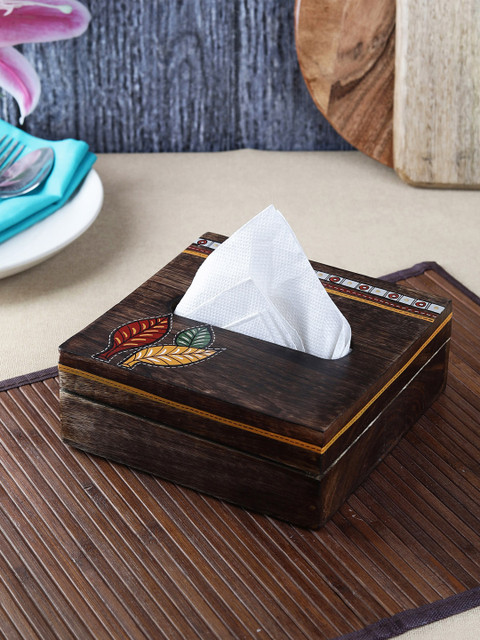 

VarEesha Brown Printed Wooden Tissue Holder