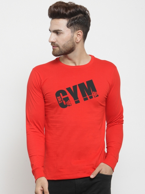 

Friskers Men Red Printed Round Neck T-shirt