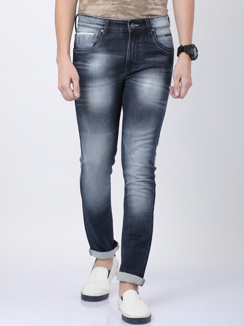 

STATLEY Men Navy Blue Regular Fit High-Rise Clean Look Stretchable Jeans