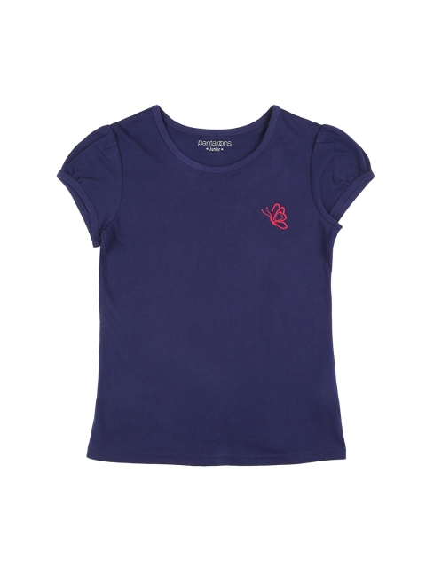 

Pantaloons Junior Girls Blue Solid Round Neck T-shirt