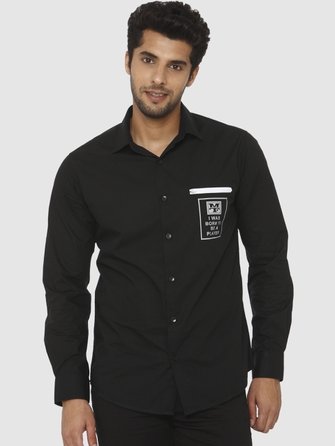 

Mufti Men Black Slim Fit Solid Casual Shirt