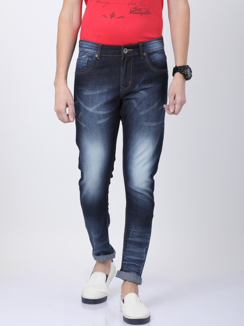 

STATLEY Men Navy Blue Regular Fit High-Rise Clean Look Stretchable Jeans
