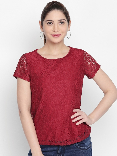 

Honey by Pantaloons Women Red Self Design Top