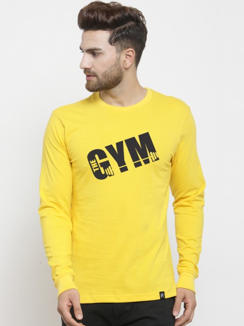 

Friskers Men Yellow Printed Round Neck T-shirt