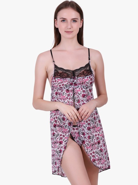 

Klamotten White & Pink Printed Baby Doll 41AR0