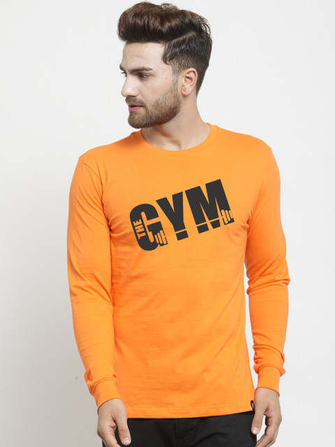 

Friskers Men Orange Printed Round Neck T-shirt
