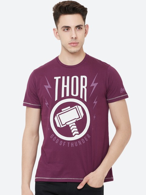 

Free Authority Men Purple Avengers Printed Round Neck T-Shirt