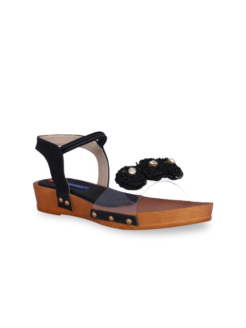

MSC Women Black Solid Open Toe Flats