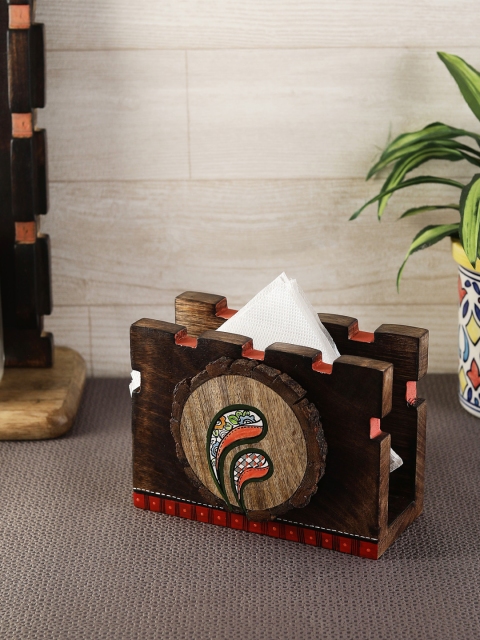 

VarEesha Brown Printed Wood Tissue Holder
