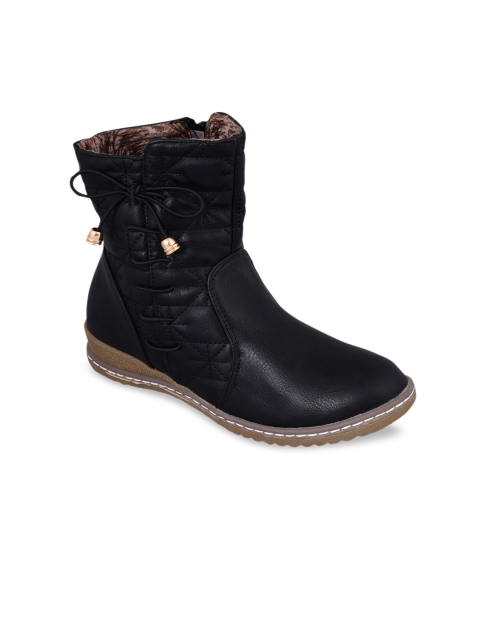 

MSC Women Black Solid Mid-Top Flat Boots