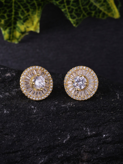 

Voylla Gold-Toned & White Brass-Plated Handcrafted Circular Studs