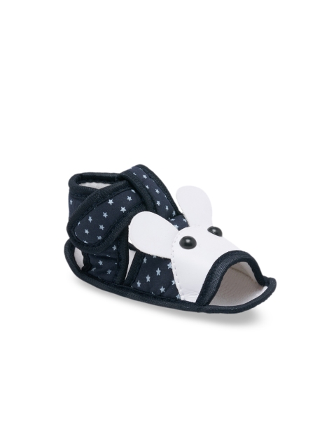 

My Soul Kids Navy Blue & White Printed Booties