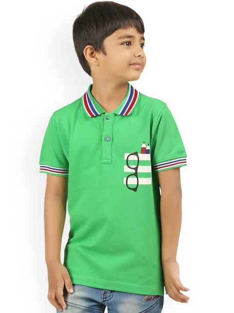 

BodyGlove Boys Green Printed Polo Collar T-shirt
